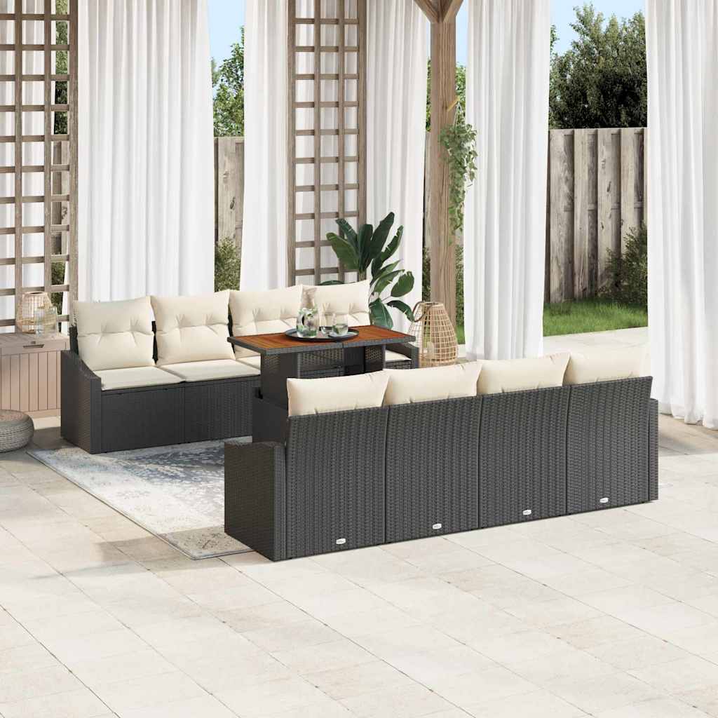 Ensemble de canapé de jardin 9 pcs Noir Poly rotin - XIOS