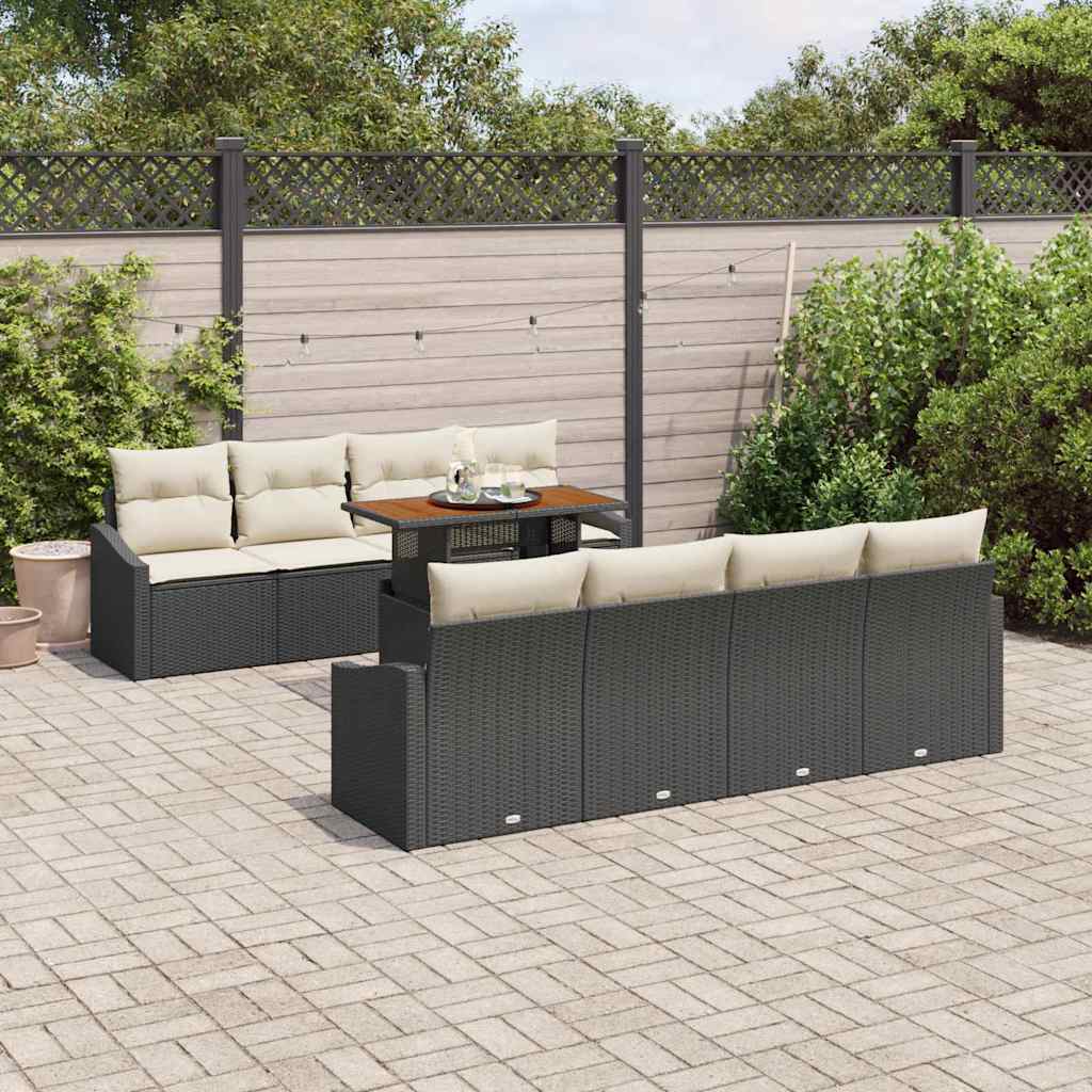 Ensemble de canapé de jardin 9 pcs Noir Poly rotin - XIOS