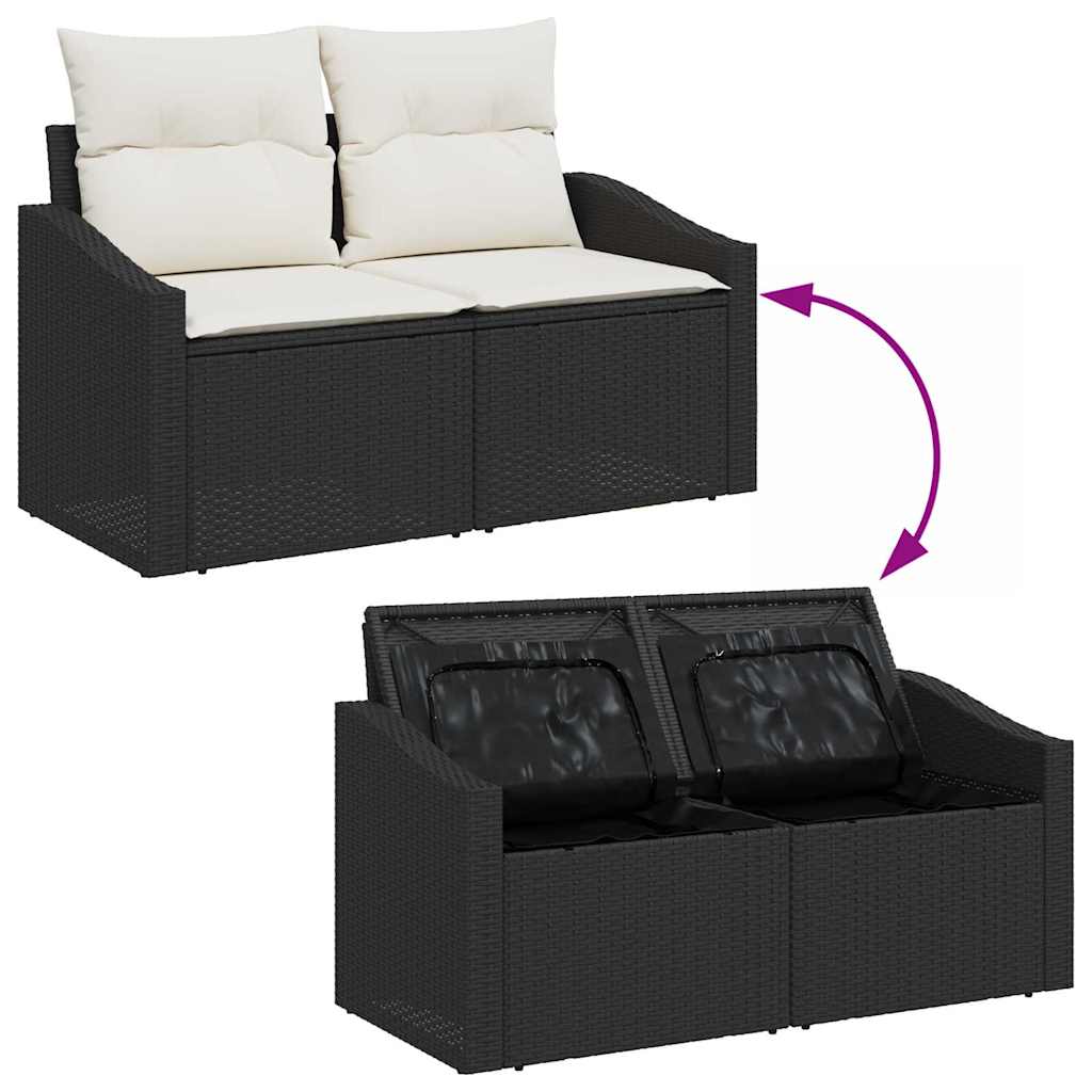Ensemble de canapé de jardin 6 pcs Noir Poly rotin - XIOS