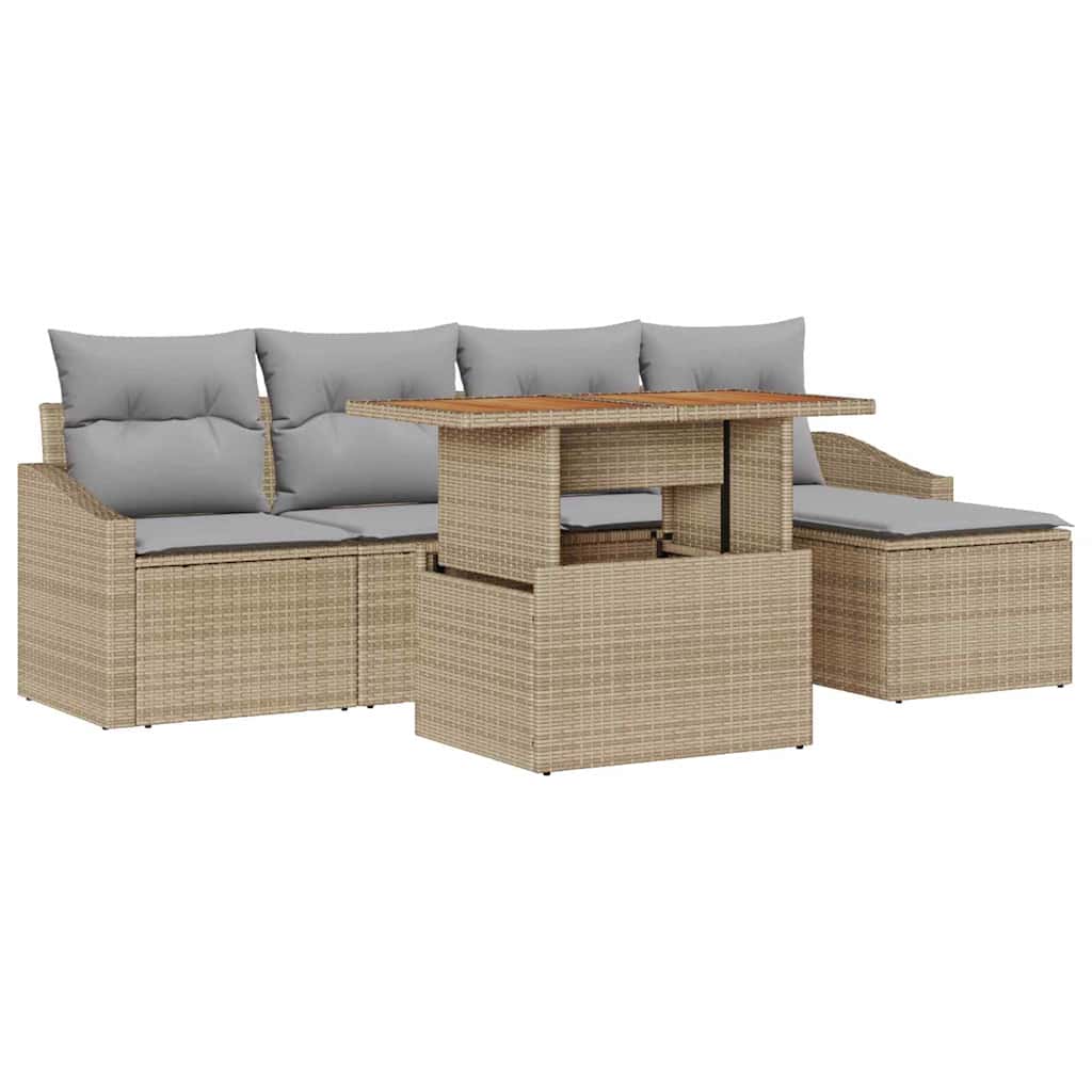 Ensemble de canapé de jardin 6 pcs Beige Poly rotin - XIOS