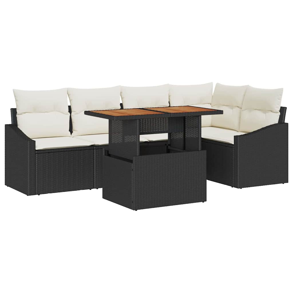 Ensemble de canapé de jardin 6 pcs Noir Poly rotin - XIOS