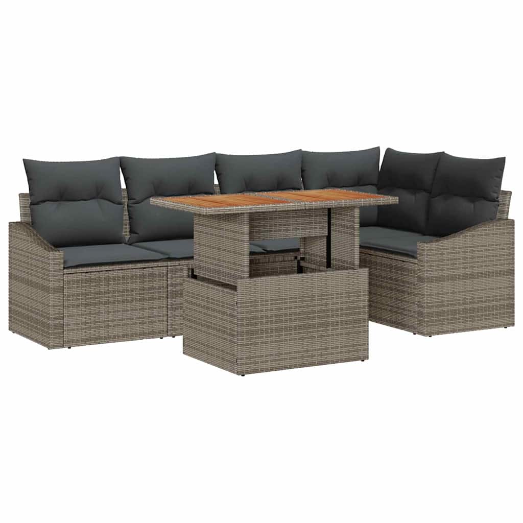Ensemble de canapé de jardin 6 pc Gris Poly rotin