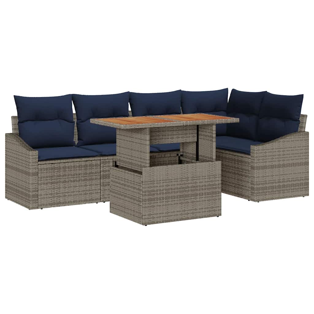 Ensemble de canapé de jardin 6 pcs Gris Poly rotin - XIOS