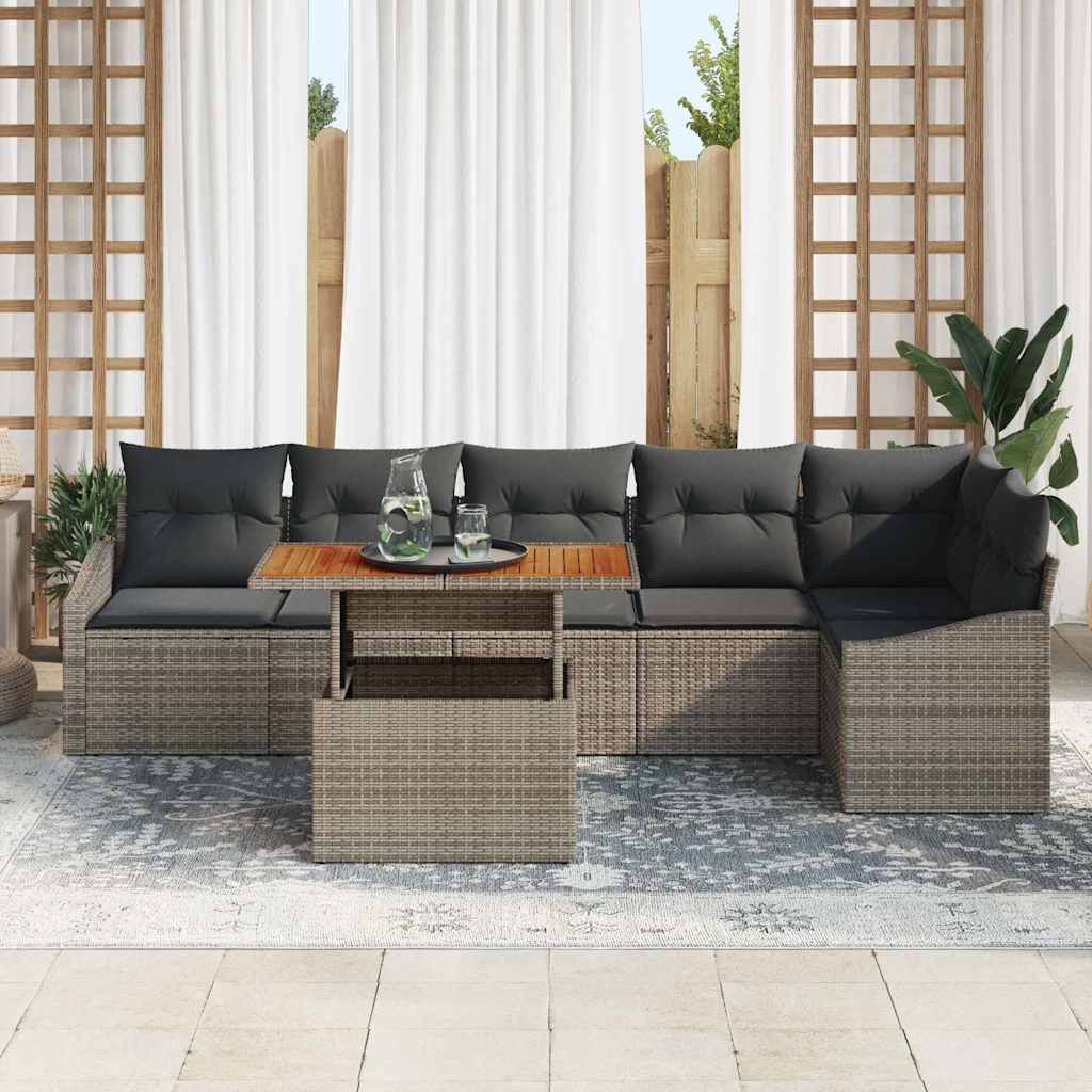 Ensemble de canapé de jardin 7 pc Gris Poly rotin