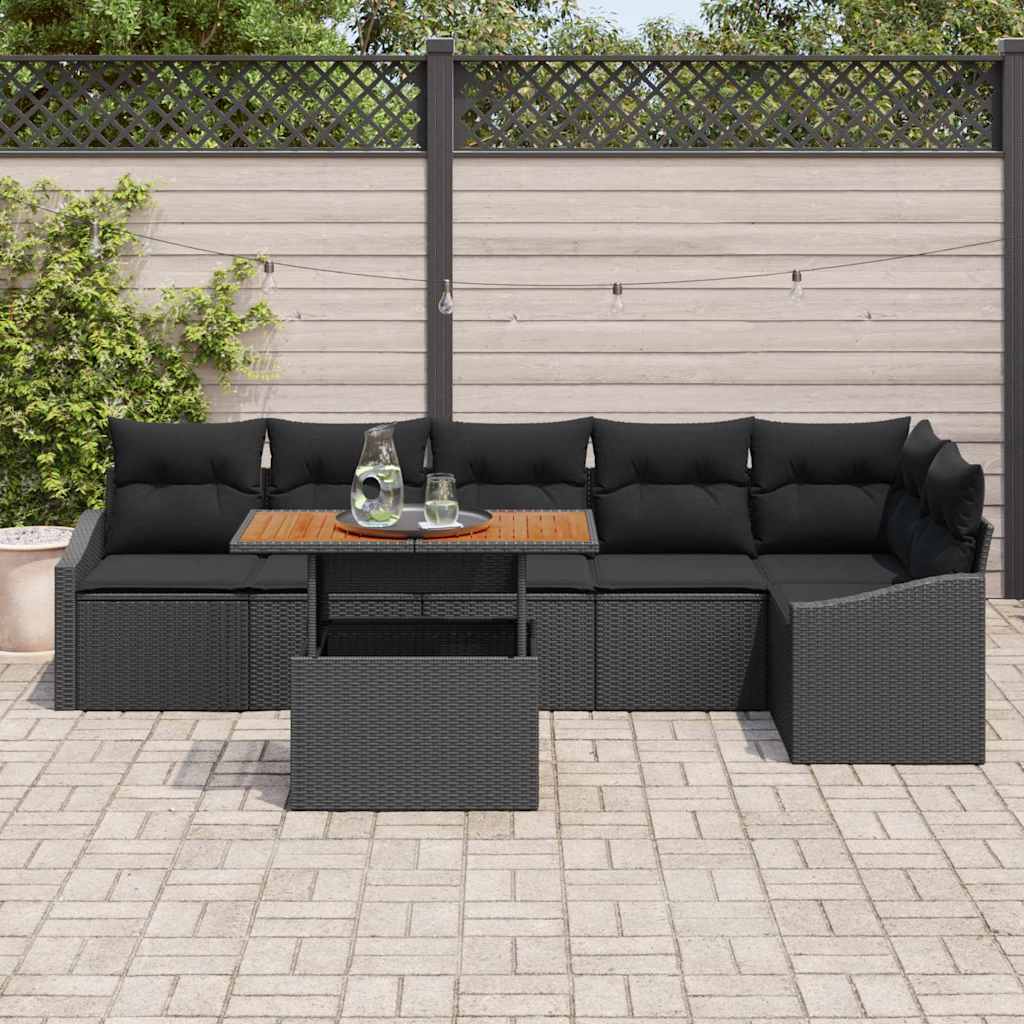 Ensemble de canapé de jardin 7 pcs Noir Poly rotin - XIOS