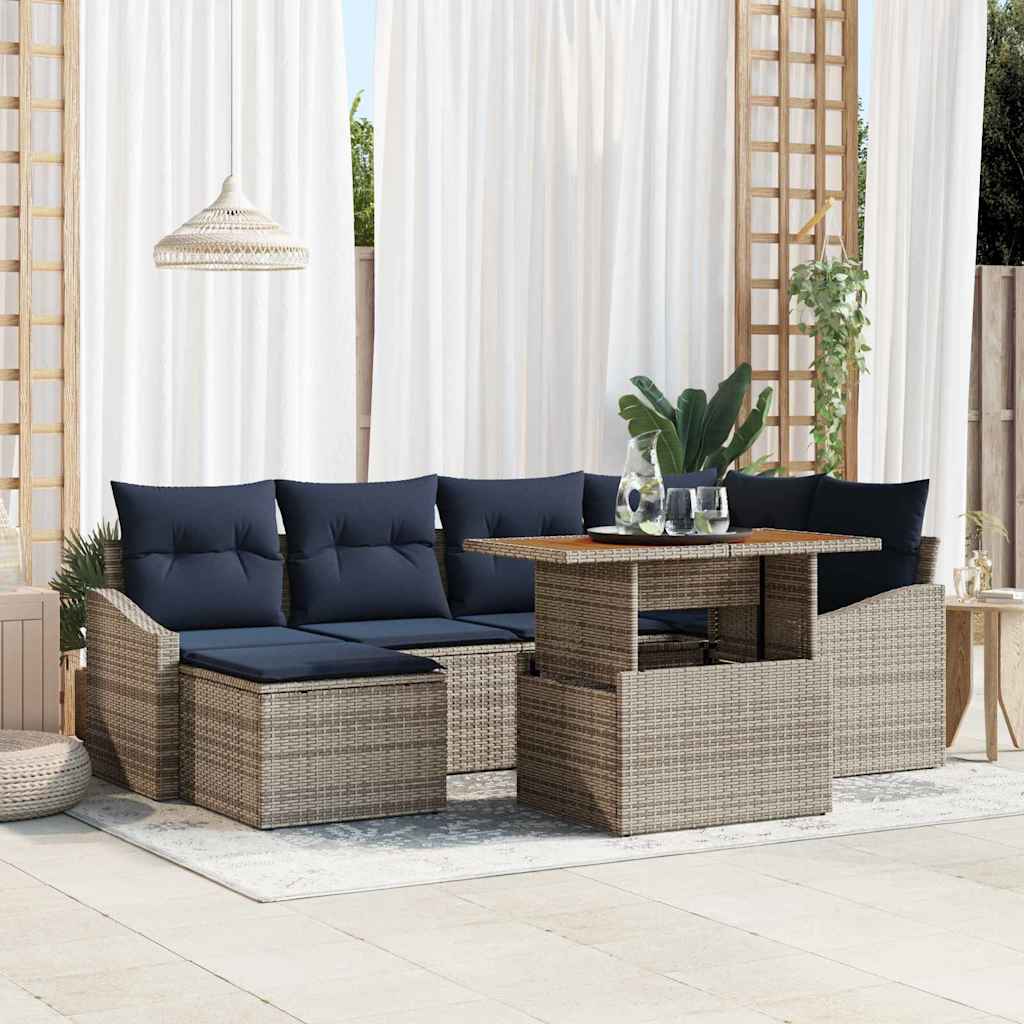 Ensemble de canapé de jardin 7 pcs Gris Poly rotin - XIOS