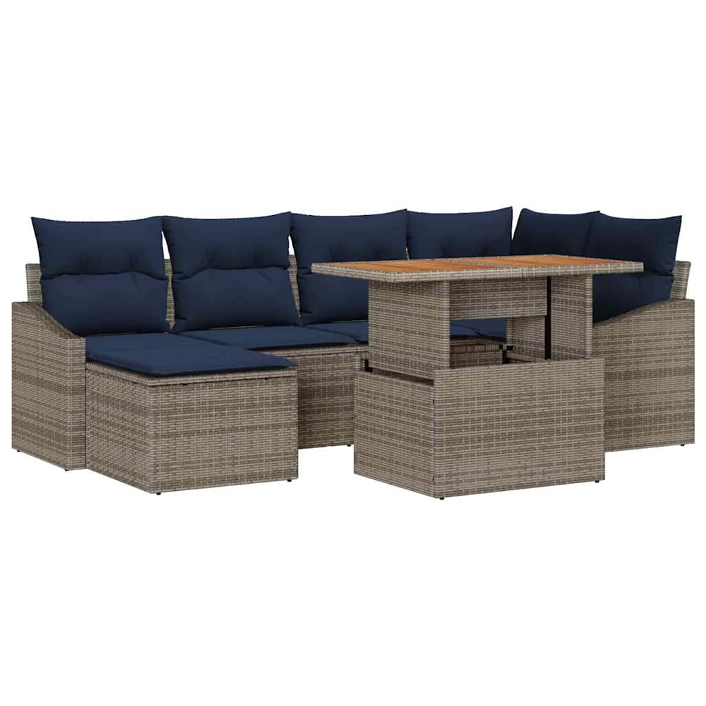 Ensemble de canapé de jardin 7 pcs Gris Poly rotin - XIOS
