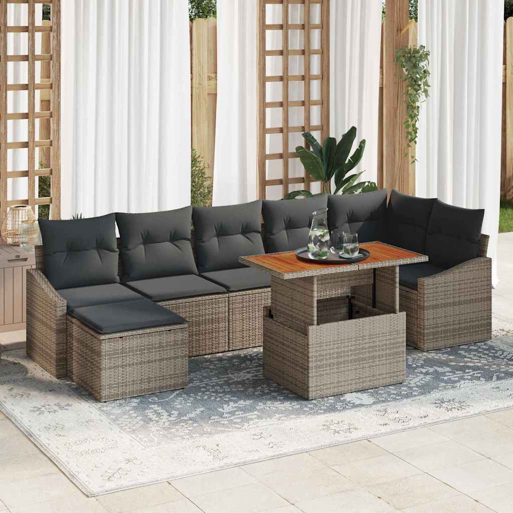 Ensemble de canapé de jardin 8 pcs Gris Poly rotin - XIOS