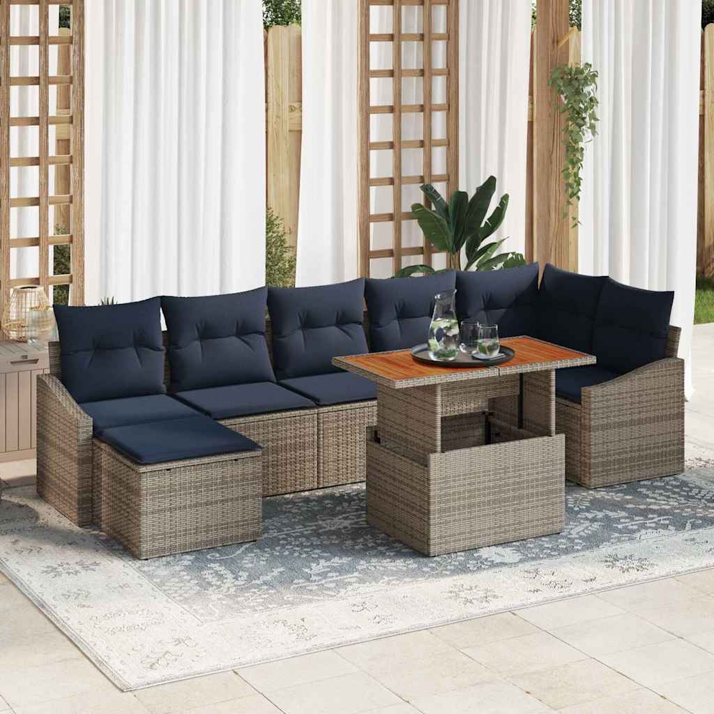 Ensemble de canapé de jardin 8 pcs Gris Poly rotin - XIOS