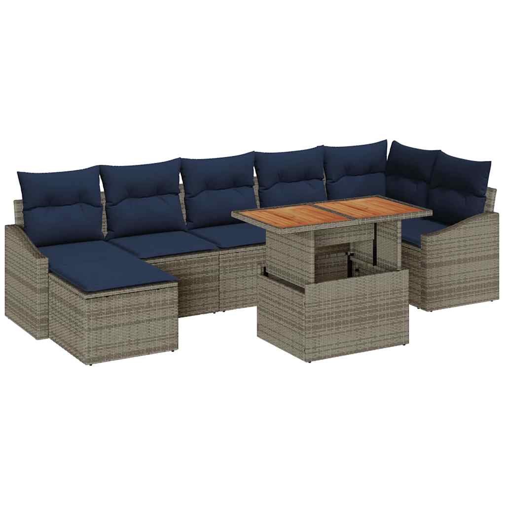Ensemble de canapé de jardin 8 pcs Gris Poly rotin - XIOS