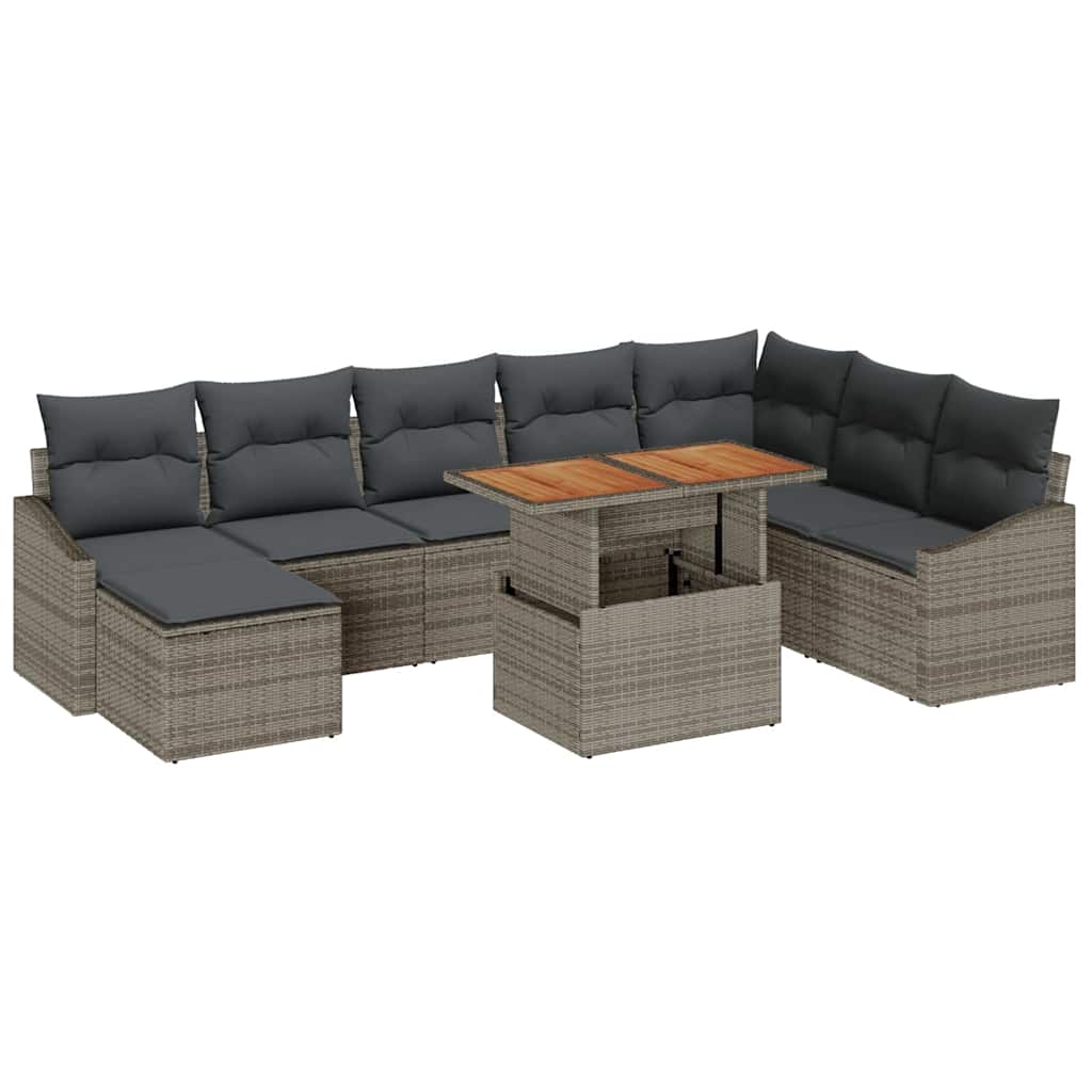 Ensemble de canapé de jardin 9 pcs Gris Poly rotin - XIOS