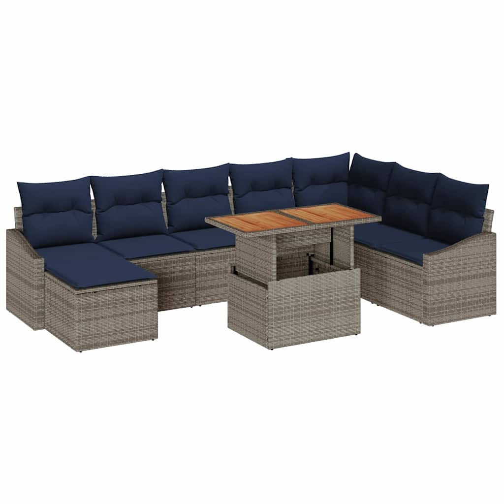 Ensemble de canapé de jardin 9 pcs Gris Poly rotin - XIOS