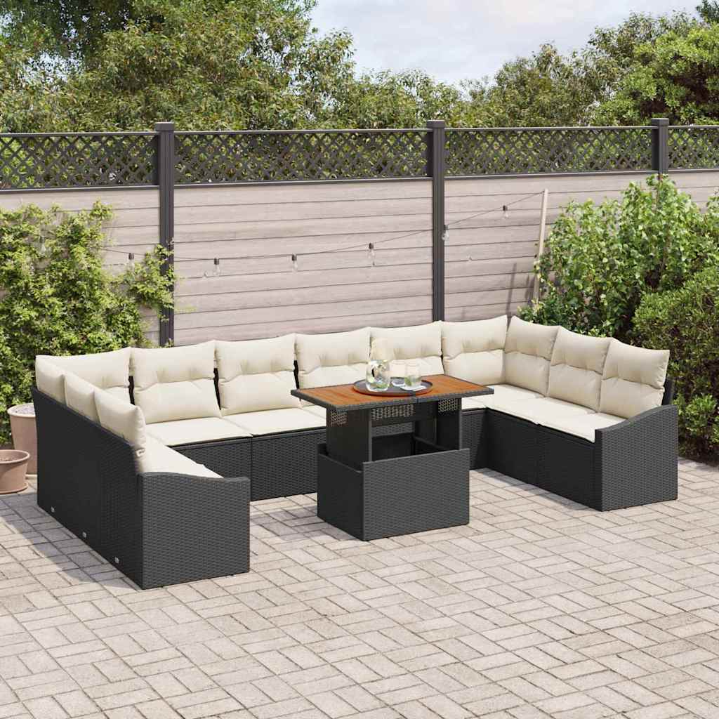 Ensemble de canapé de jardin 11 pcs Noir Poly rotin - XIOS