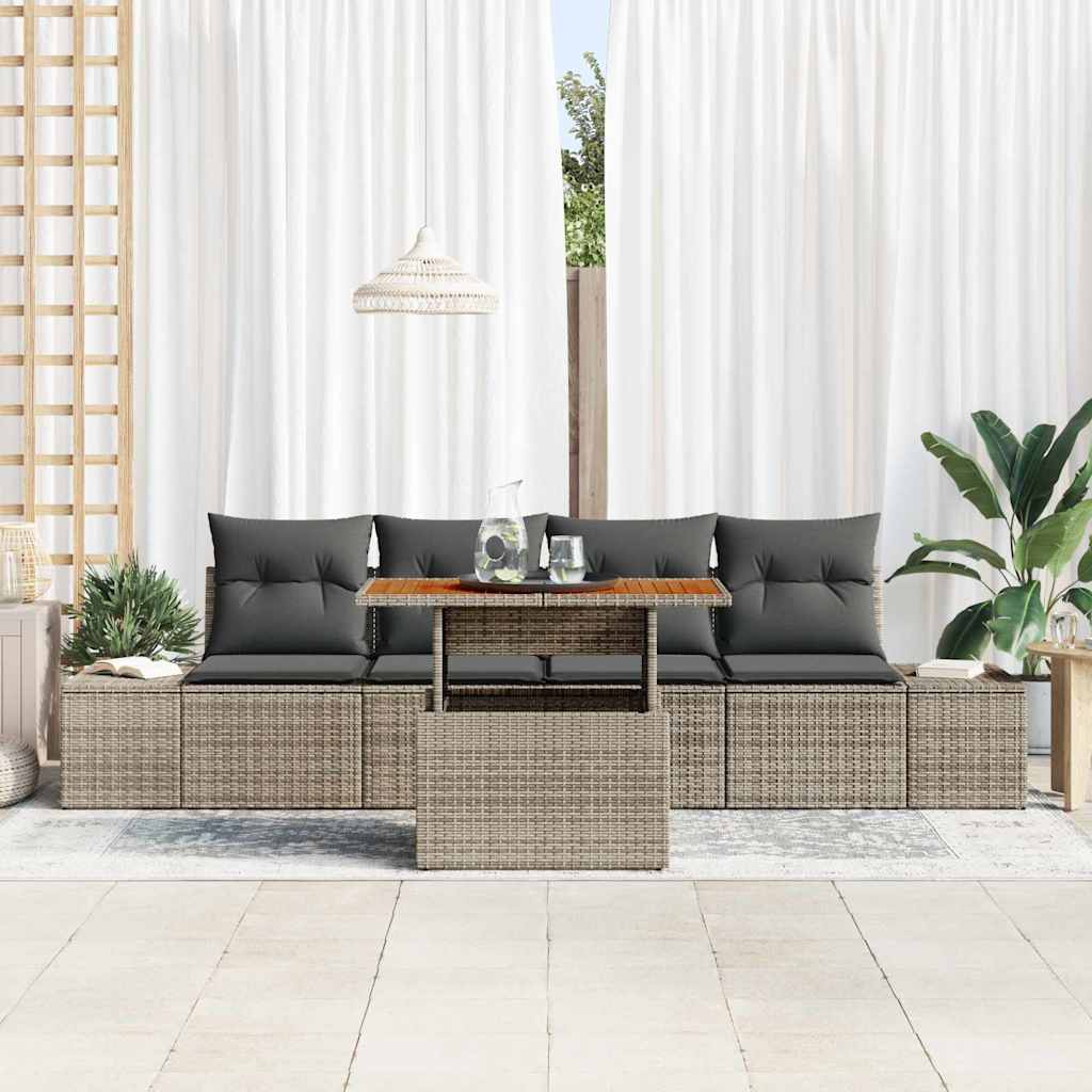 Ensemble de canapé de jardin 5 pcs Gris Poly rotin - XIOS