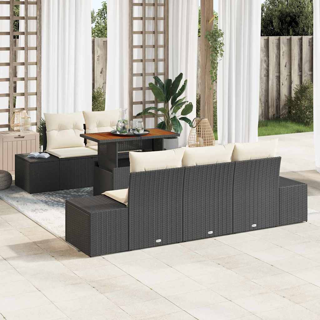Ensemble de canapé de jardin 6 pcs Noir Poly rotin - XIOS