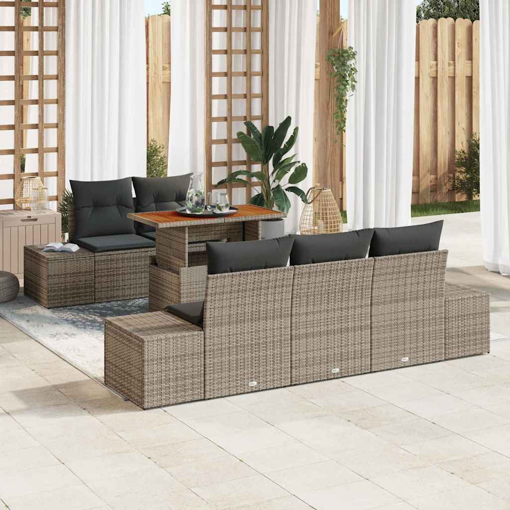 Ensemble de canapé de jardin 6 pcs Gris Poly rotin - XIOS