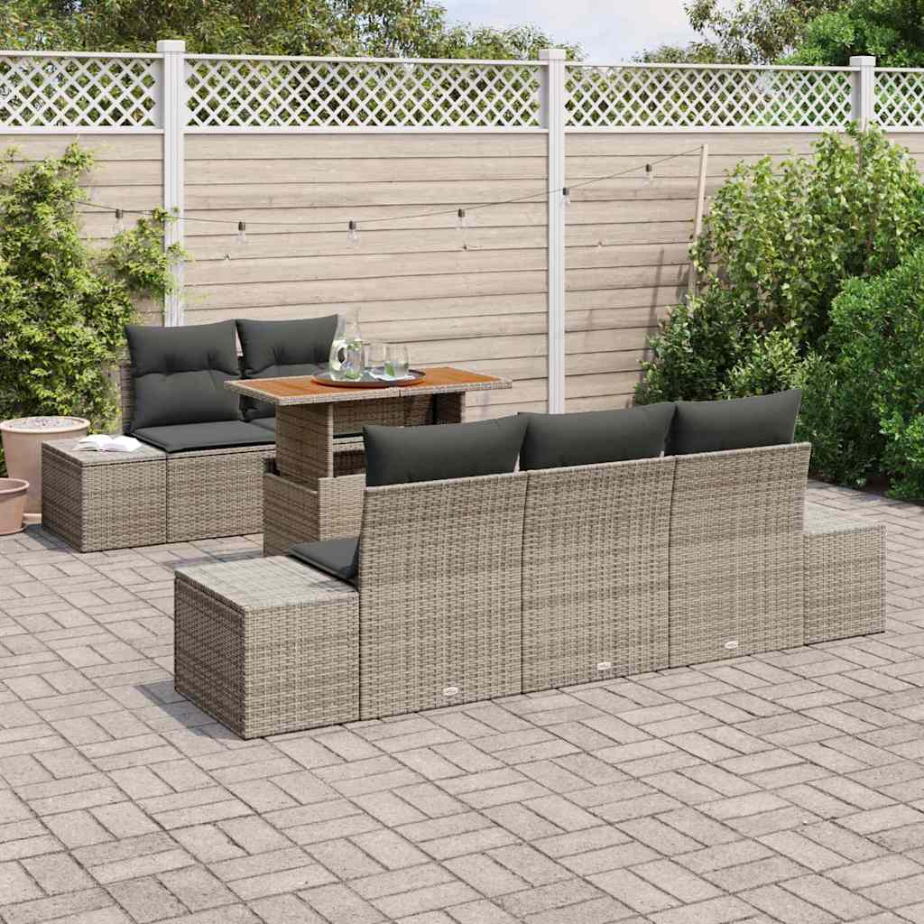 Ensemble de canapé de jardin 6 pcs Gris Poly rotin - XIOS