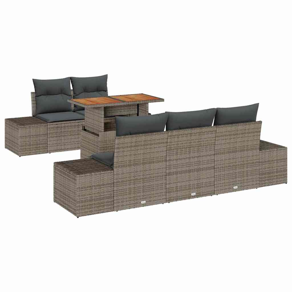 Ensemble de canapé de jardin 6 pcs Gris Poly rotin - XIOS