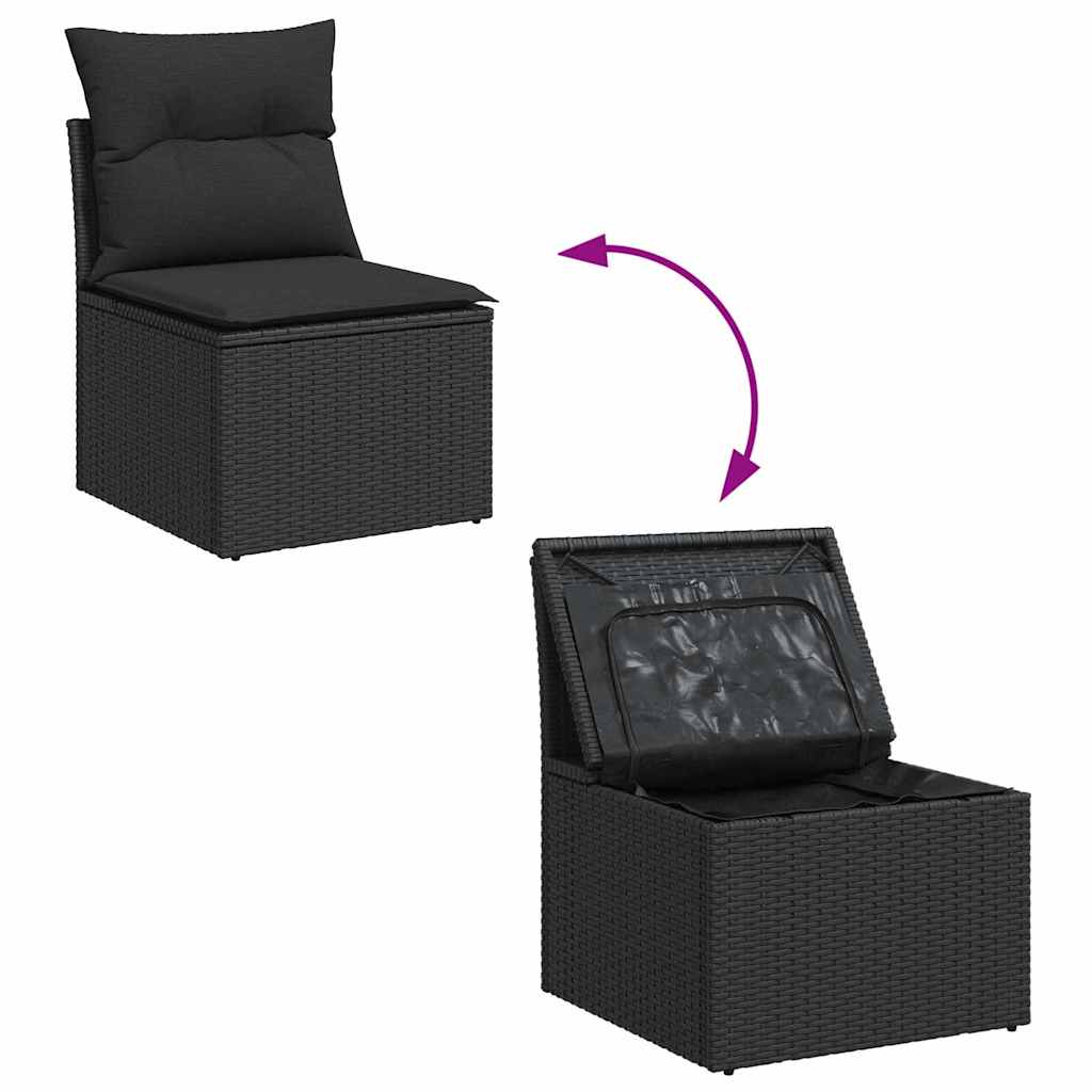 Ensemble de canapé de jardin 6 pcs Noir Poly rotin - XIOS