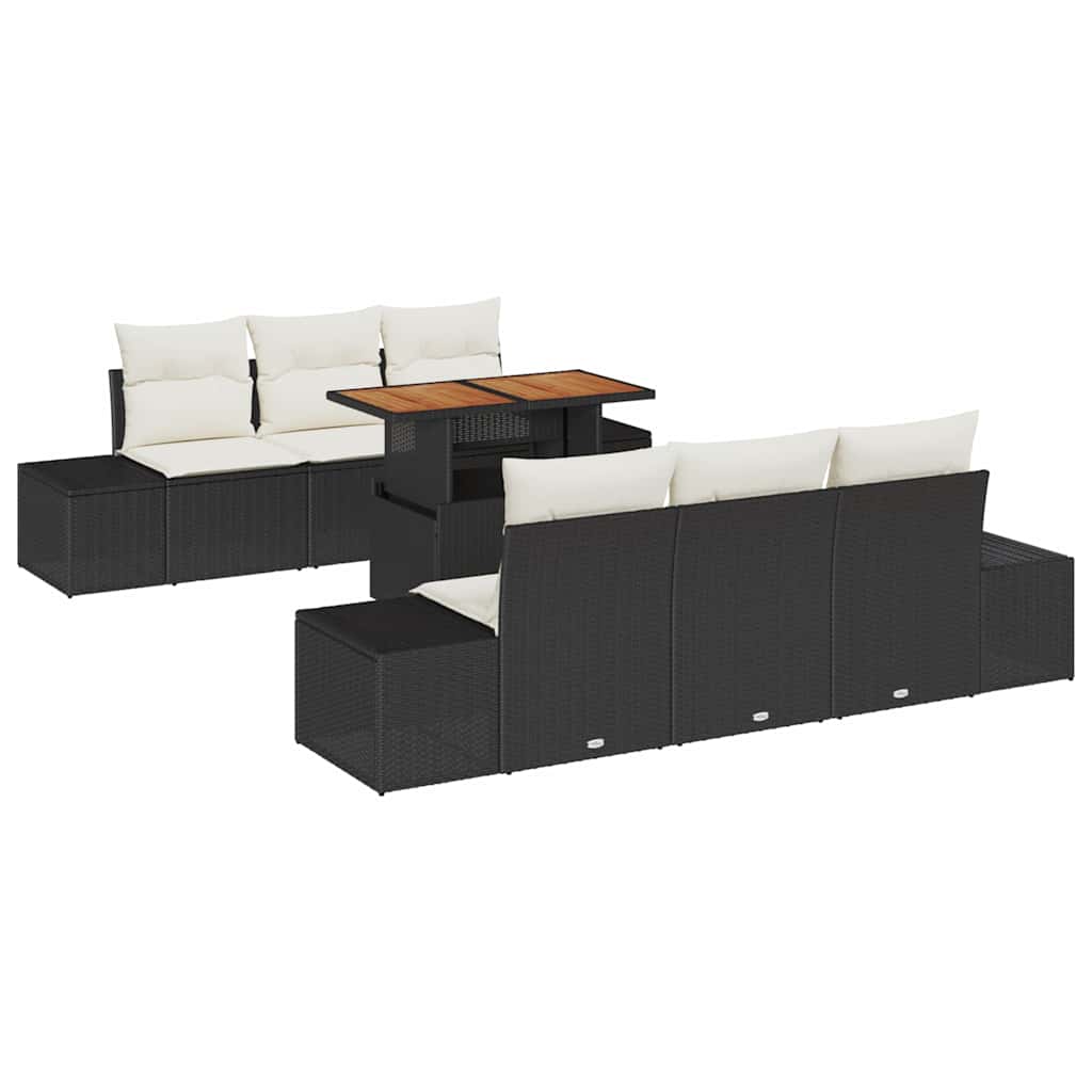 Ensemble de canapé de jardin 7 pcs Noir Poly rotin - XIOS