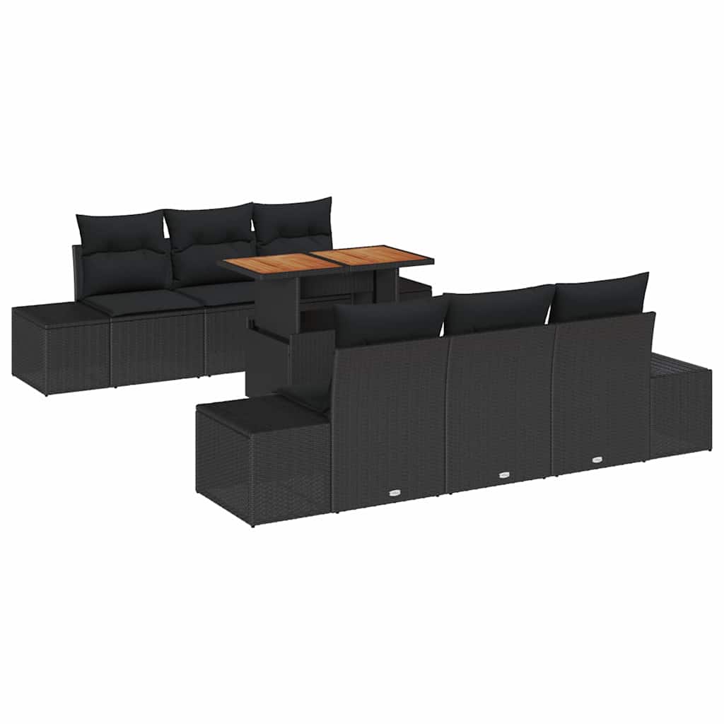 Ensemble de canapé de jardin 7 pcs Noir Poly rotin - XIOS