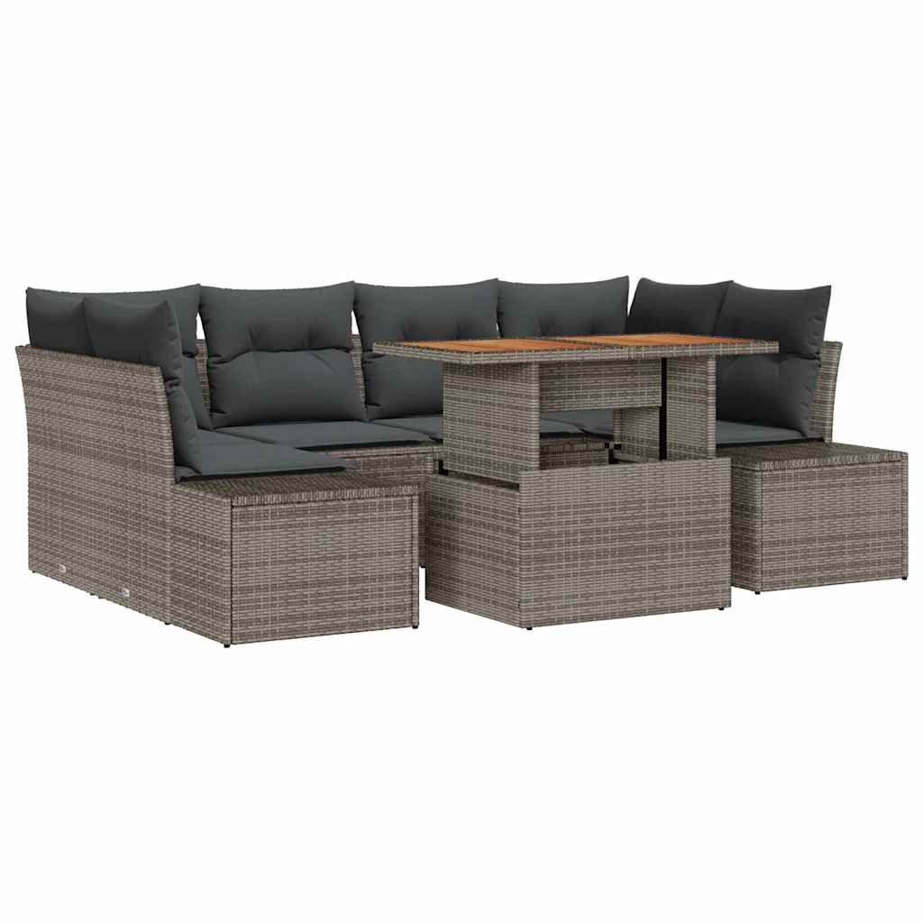 Ensemble de canapé de jardin 7 pcs Gris Poly rotin - XIOS