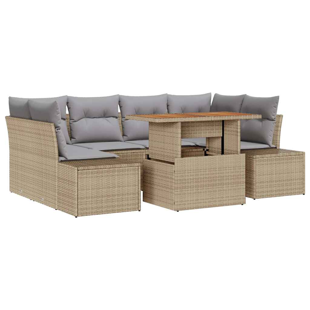 Ensemble de canapé de jardin 7 pcs Beige Poly rotin - XIOS