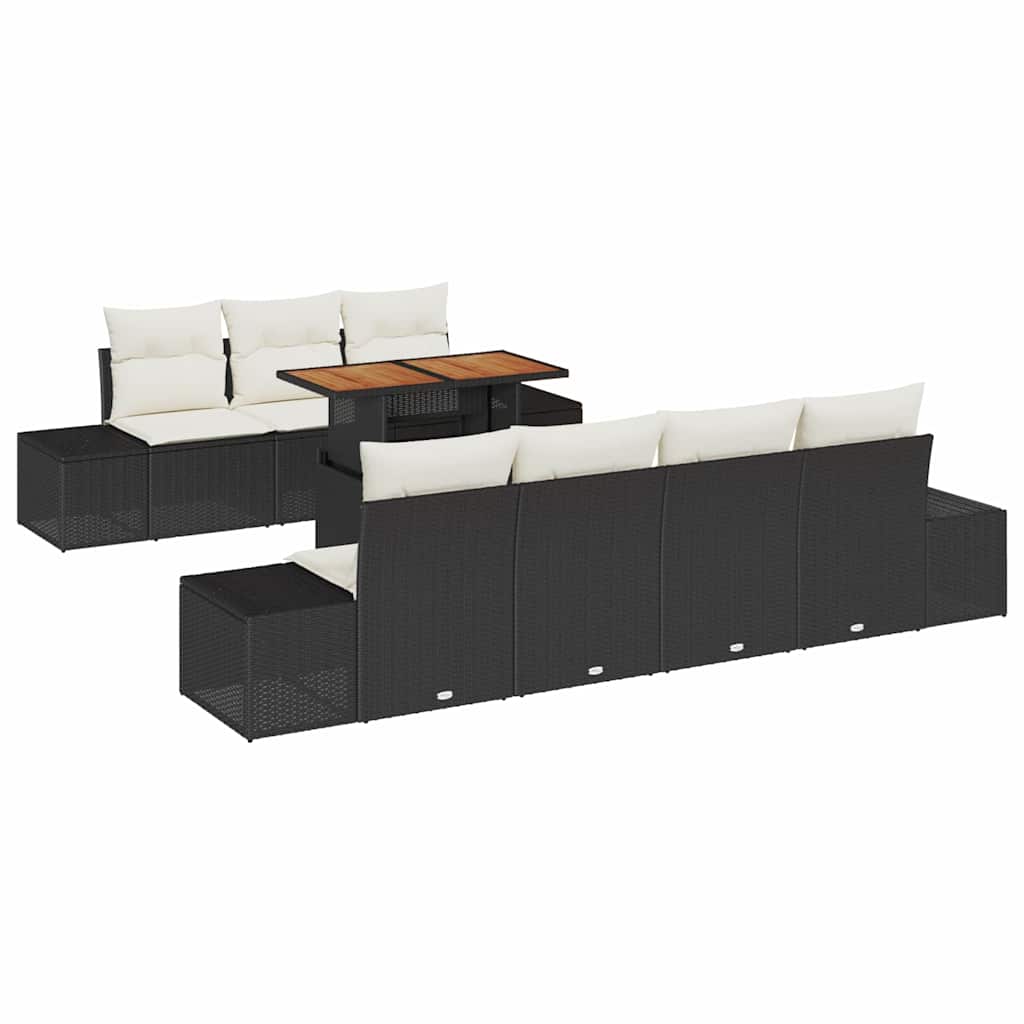 Ensemble de canapé de jardin 8 pcs Noir Poly rotin - XIOS