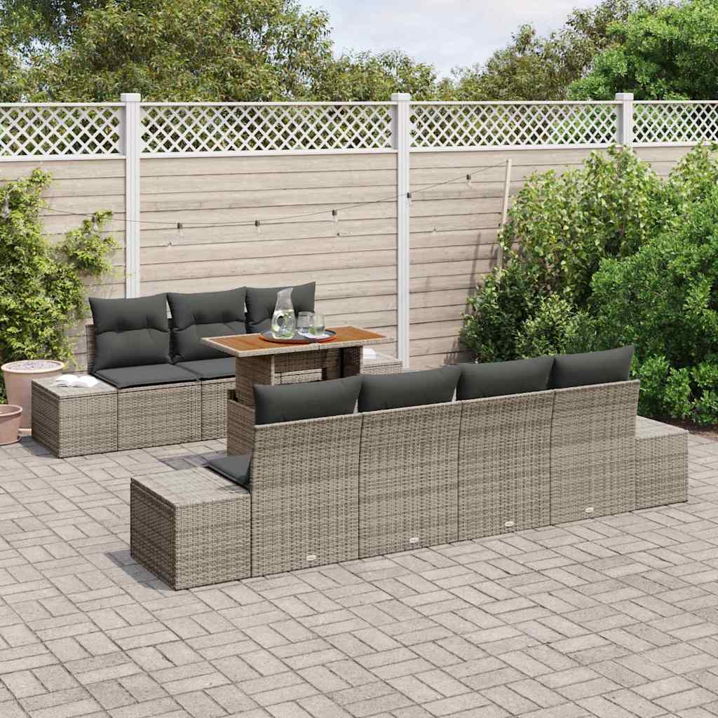 Ensemble de canapé de jardin 8 pcs Gris Poly rotin - XIOS