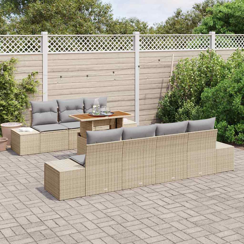 Ensemble de canapé de jardin 8 pcs Beige Poly rotin - XIOS