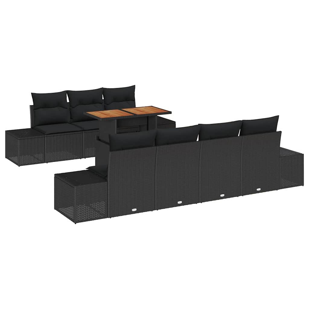 Ensemble de canapé de jardin 8 pcs Noir Poly rotin - XIOS