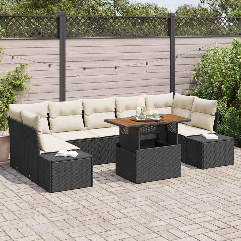Ensemble de canapé de jardin 8 pcs Noir Poly rotin - XIOS