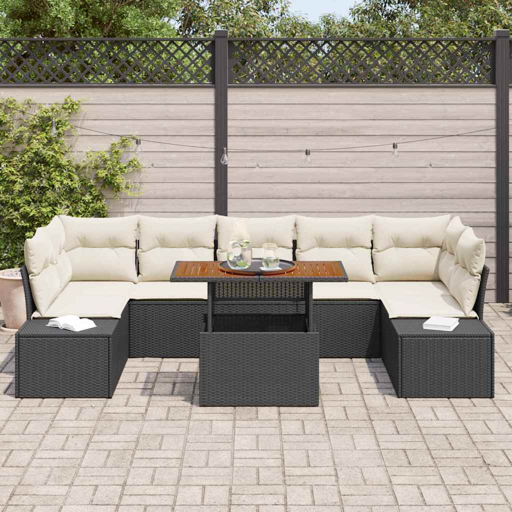 Ensemble de canapé de jardin 8 pcs Noir Poly rotin - XIOS