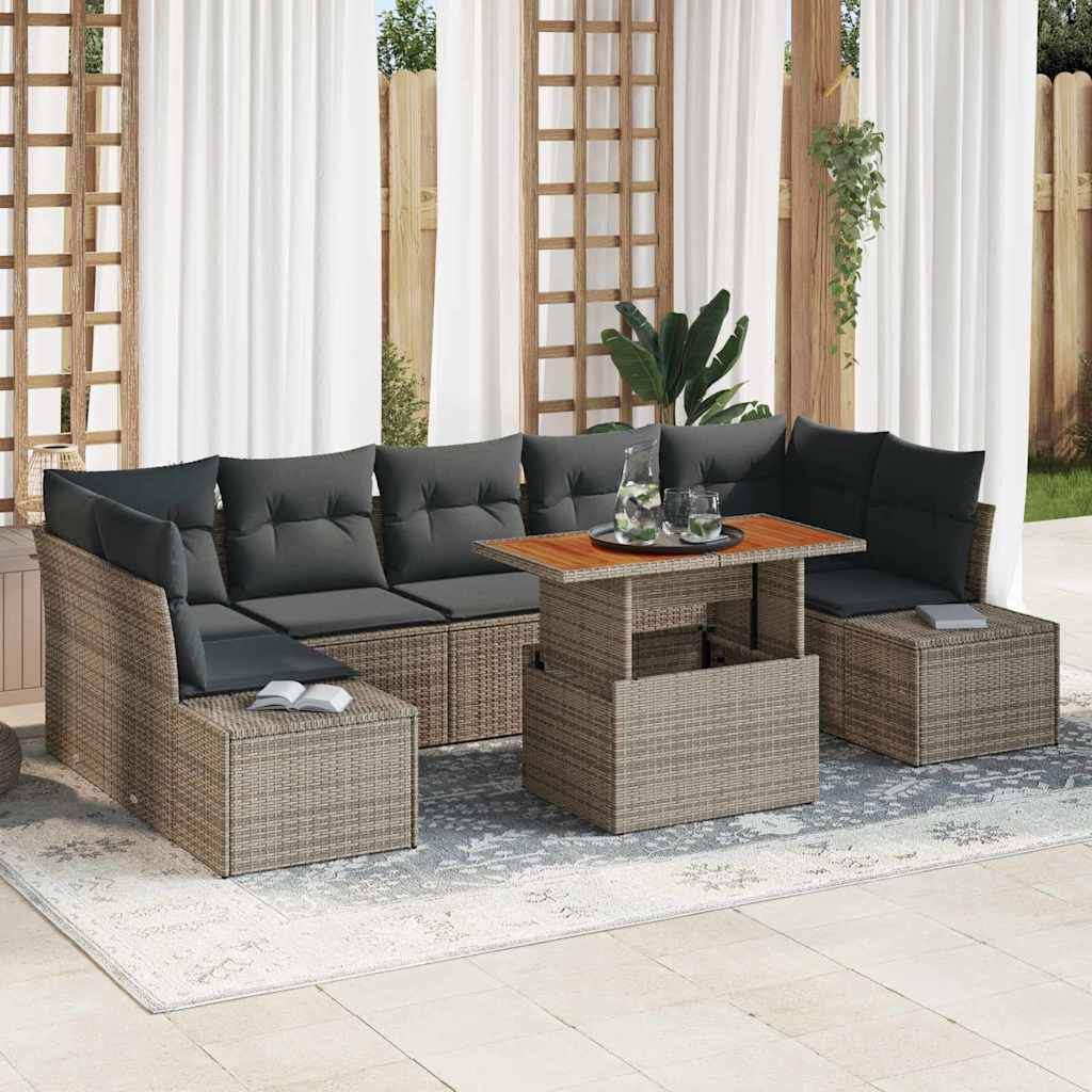 Ensemble de canapé de jardin 8 pcs Gris Poly rotin - XIOS