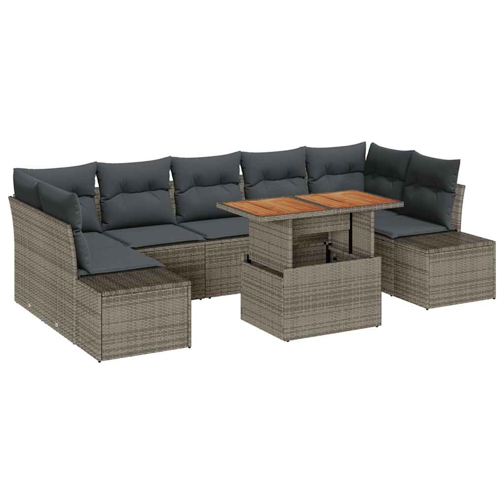 Ensemble de canapé de jardin 8 pcs Gris Poly rotin - XIOS