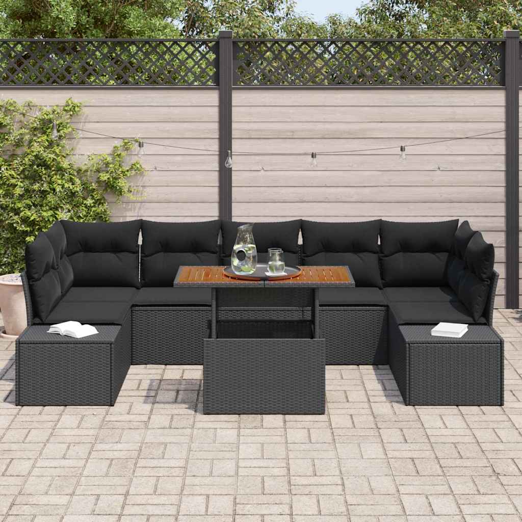 Ensemble de canapé de jardin 8 pcs Noir Poly rotin - XIOS