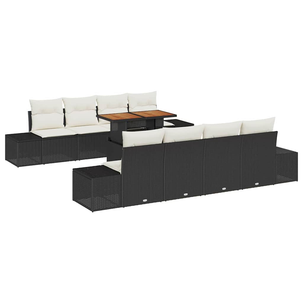 Ensemble de canapé de jardin 9 pcs Noir Poly rotin - XIOS