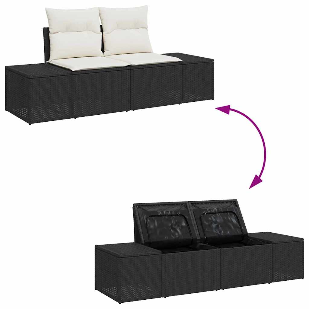 Ensemble de canapé de jardin 9 pcs Noir Poly rotin - XIOS