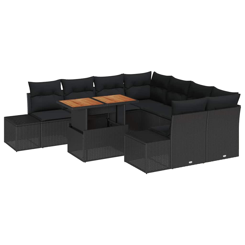 Ensemble de canapé de jardin 9 pcs Noir Poly rotin - XIOS