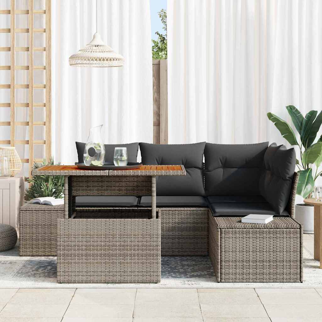Ensemble de canapé de jardin 5 pcs Gris Poly rotin - XIOS