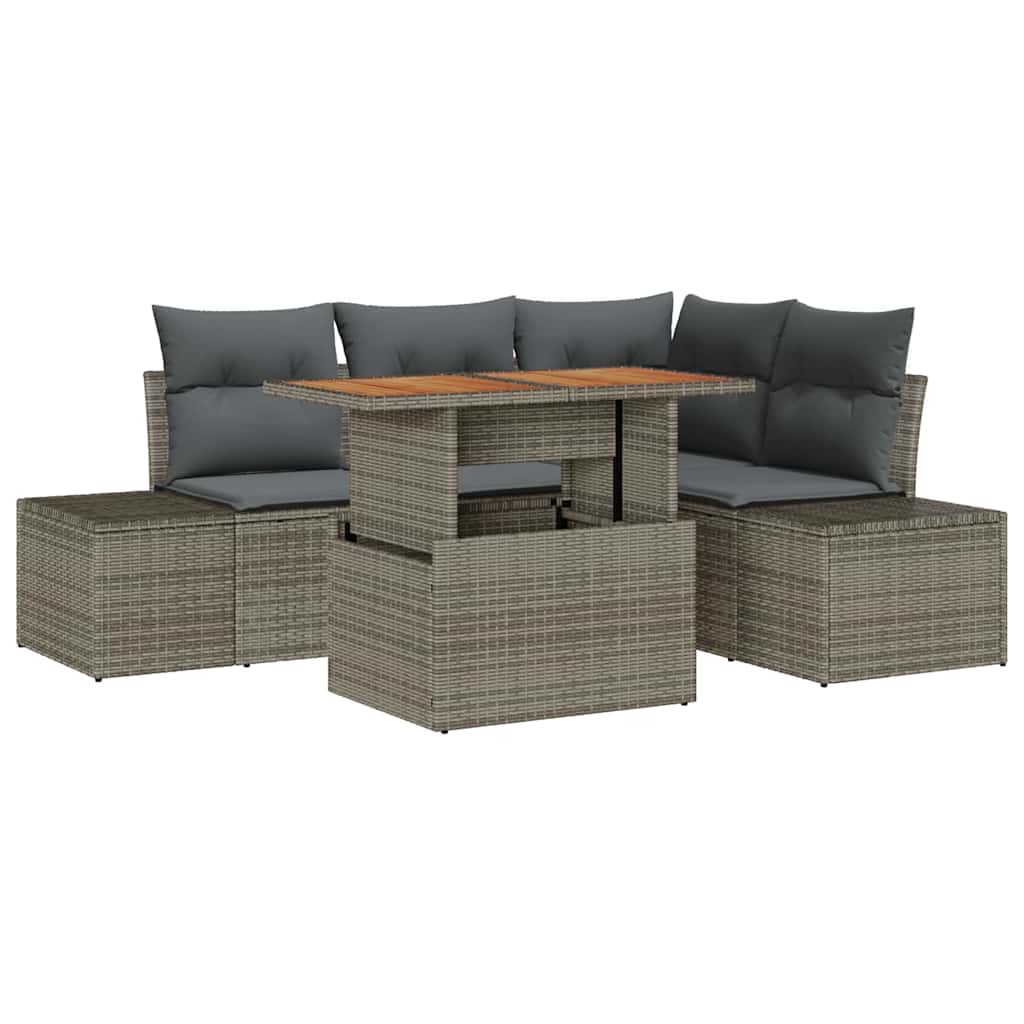 Ensemble de canapé de jardin 5 pcs Gris Poly rotin - XIOS