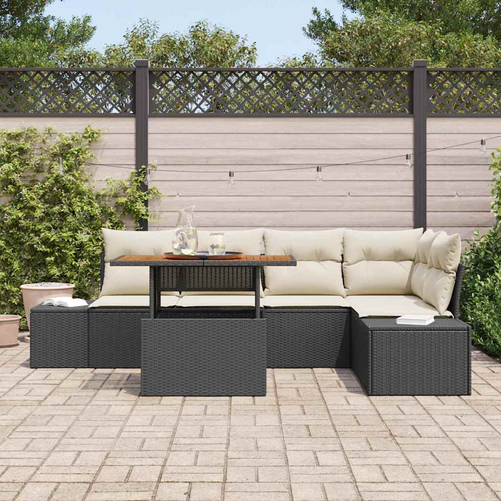 Ensemble de canapé de jardin 6 pcs Noir Poly rotin - XIOS