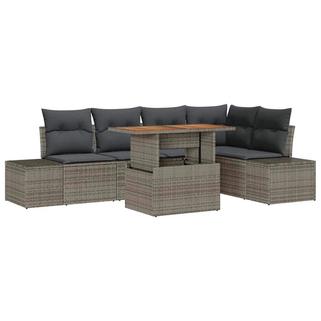 Ensemble de canapé de jardin 6 pc Gris Poly rotin