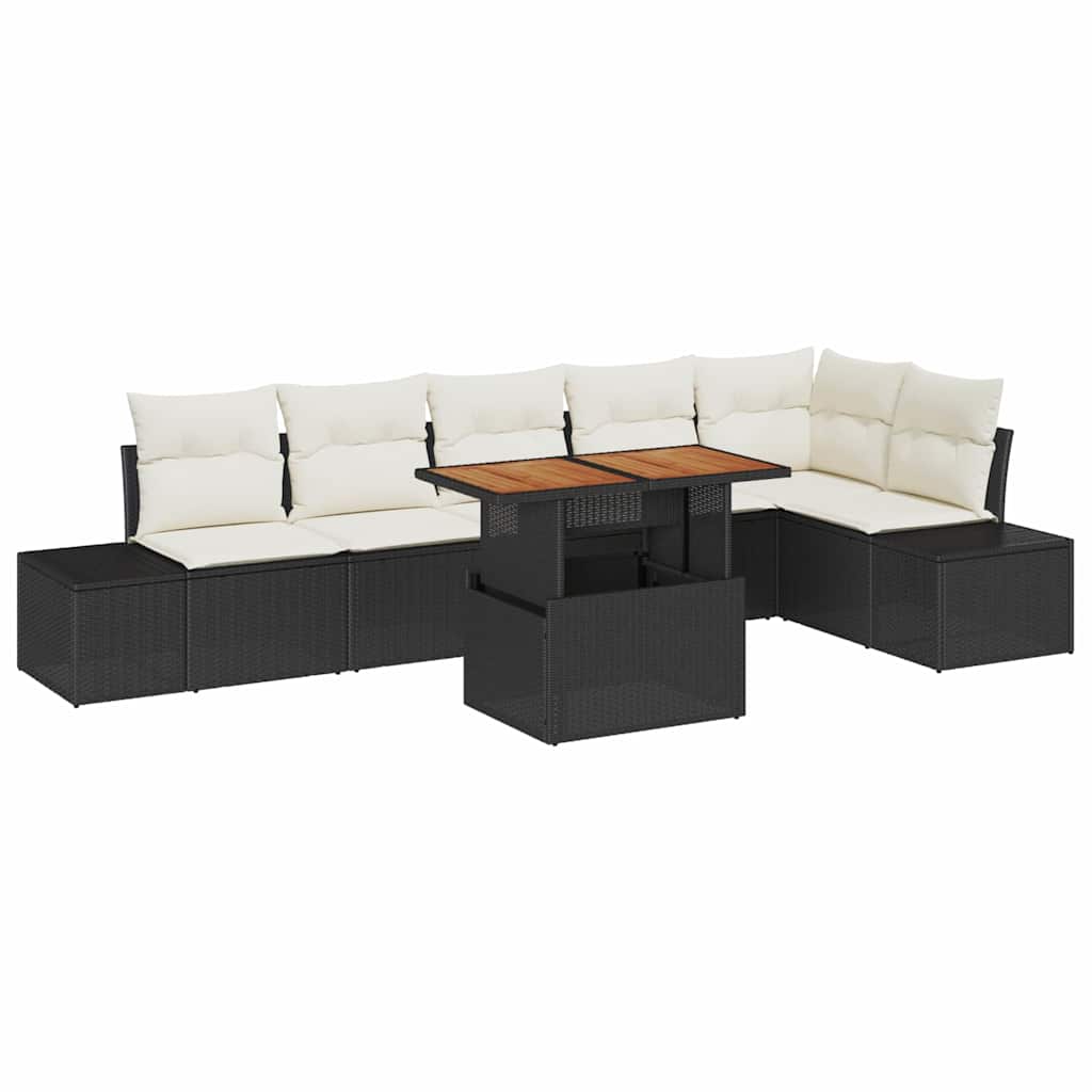 Ensemble de canapé de jardin 7 pcs Noir Poly rotin - XIOS