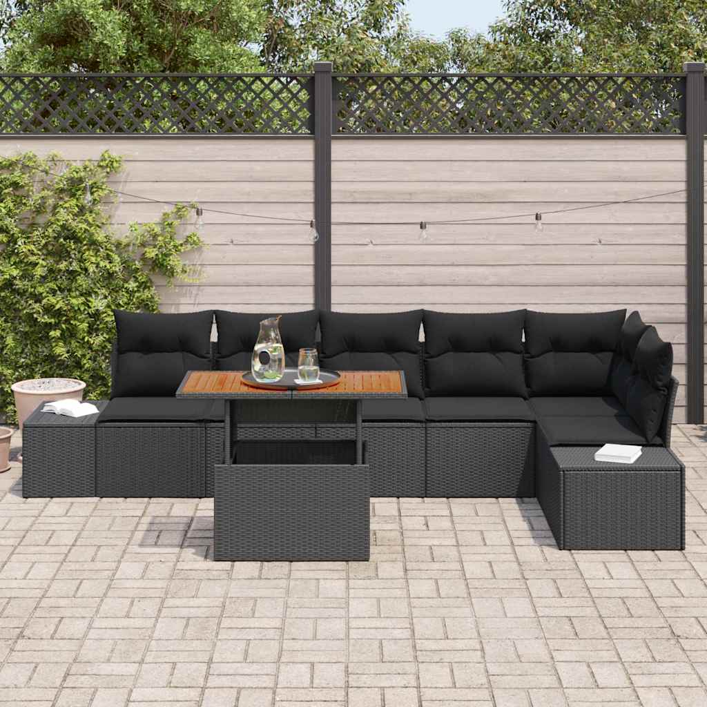 Ensemble de canapé de jardin 7 pcs Noir Poly rotin - XIOS
