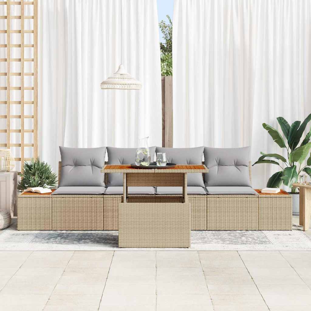Ensemble de canapé de jardin 5 pcs Beige Poly rotin - XIOS