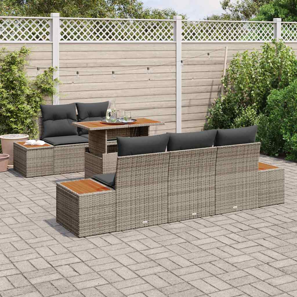 Ensemble de canapé de jardin 6 pcs Gris Poly rotin - XIOS