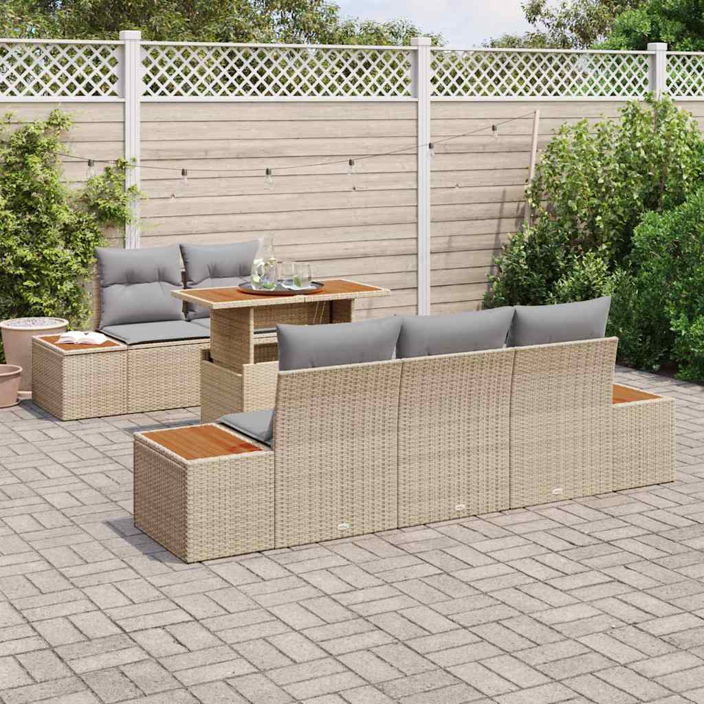 Ensemble de canapé de jardin 6 pcs Beige Poly rotin - XIOS