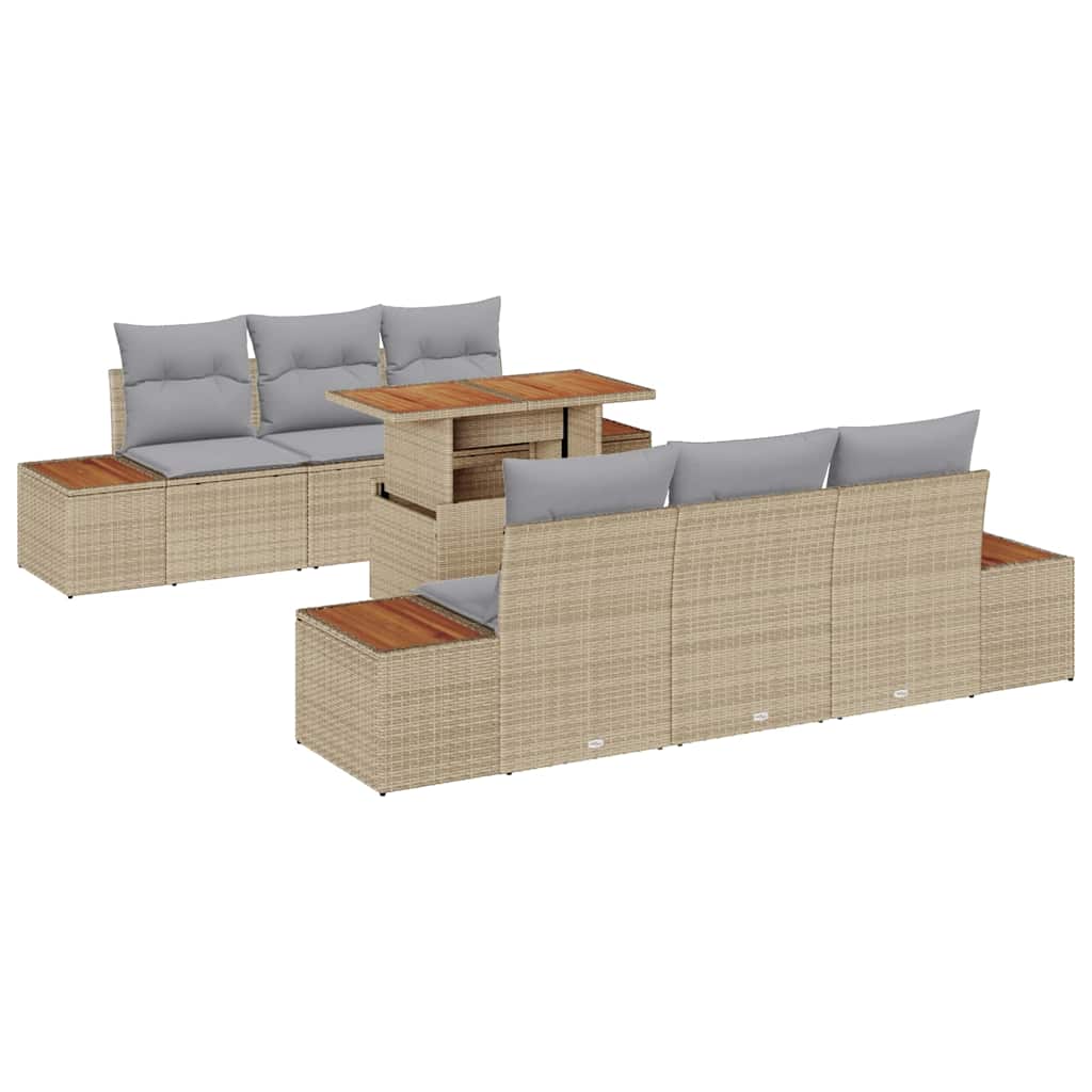 Ensemble de canapé de jardin 7 pcs Beige Poly rotin - XIOS