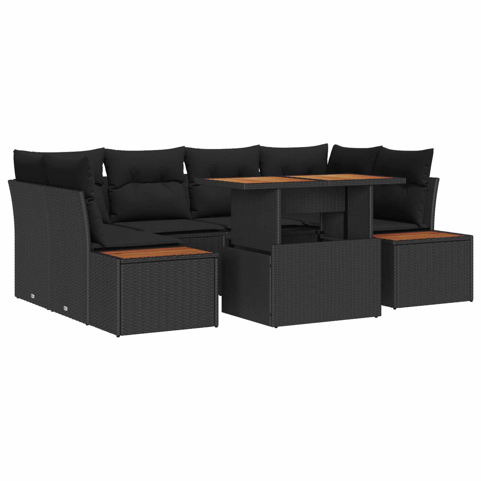 Ensemble de canapé de jardin 7 pcs Noir Poly rotin - XIOS